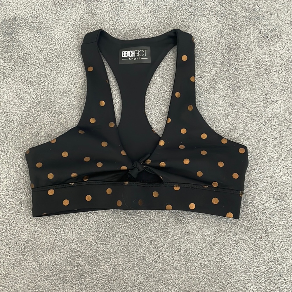Beach Riot Polka Dot Twist Top Sports Bra